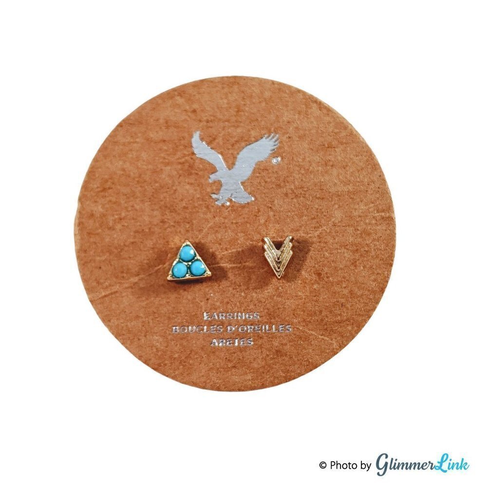NWT AEO Teal Pyramid & Chevron Stud Earrings